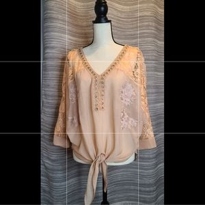 Gorgeous Sheer Blouse in Pale Peach Size L